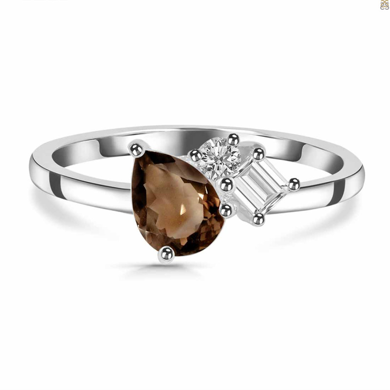 Smoky & White Topaz Ring SMY-RDR-3199.