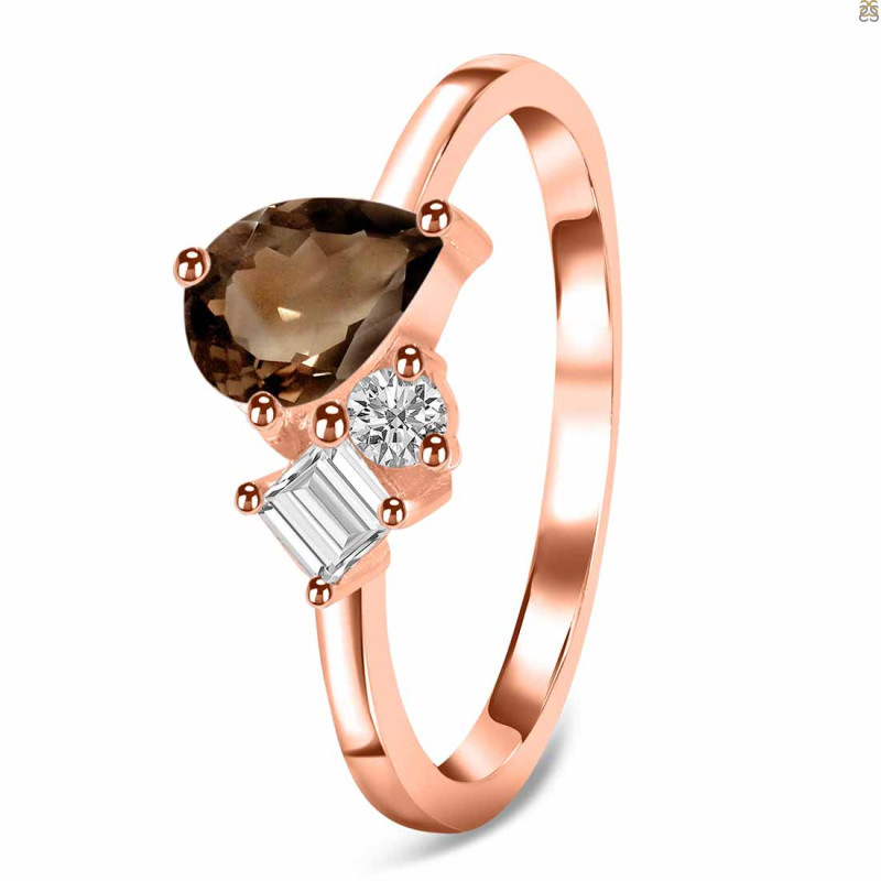 Smoky & White Topaz Ring SMY-RDR-3199.