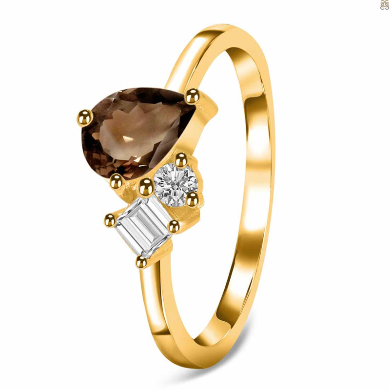 Smoky & White Topaz Ring SMY-RDR-3199.