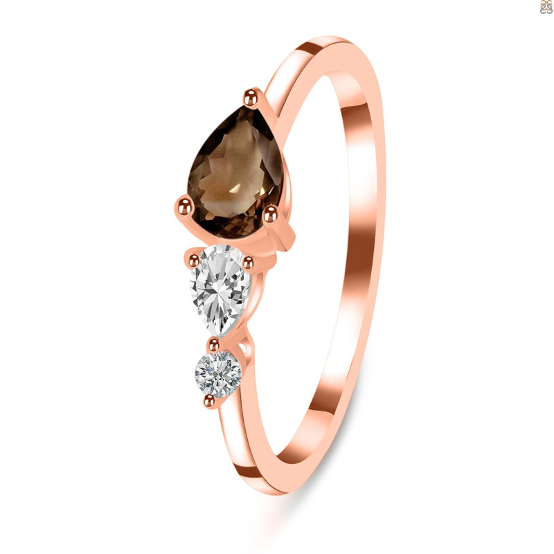 Smoky  & White Topaz Ring SMY-RDR-3238.
