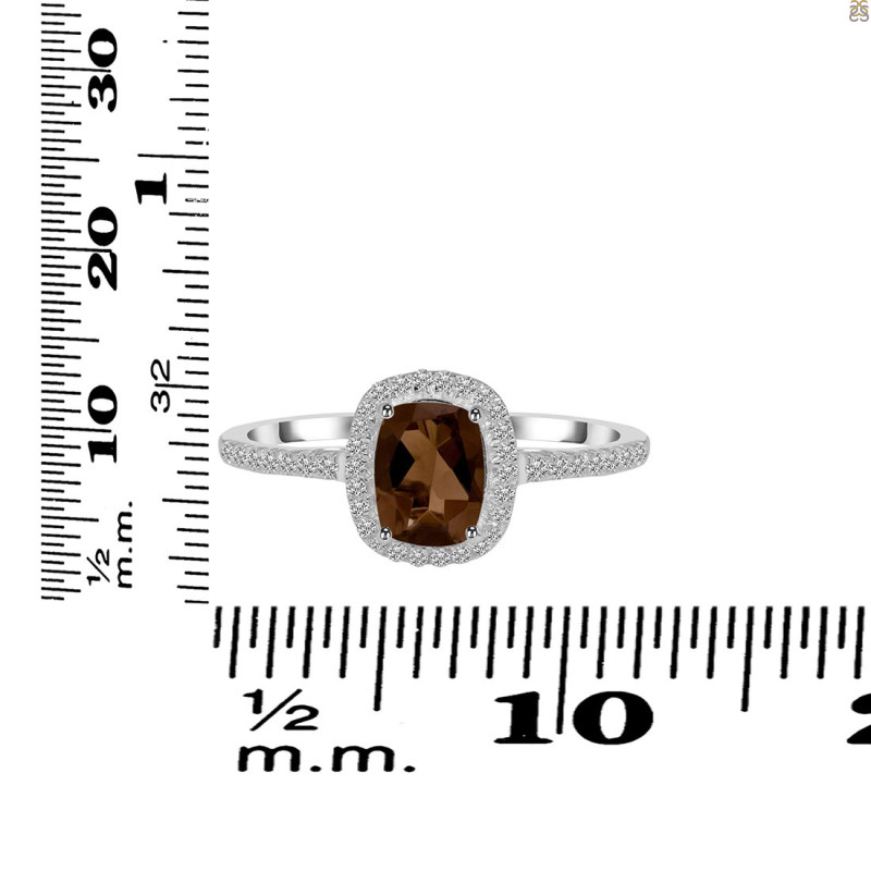 Smoky & White Topaz Ring SMY-RDR-3263.