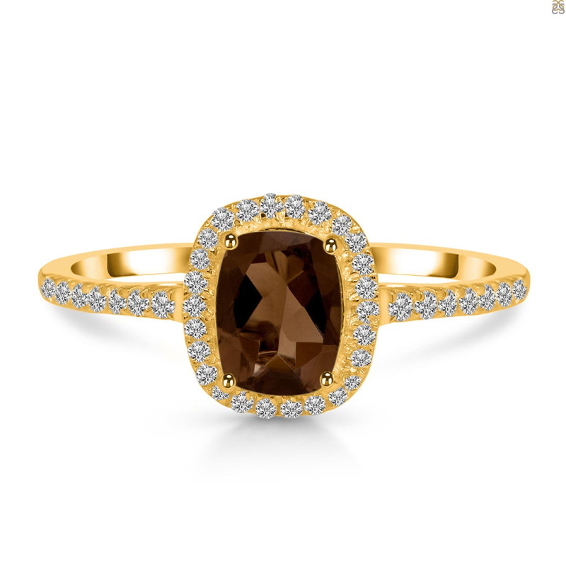 Smoky & White Topaz Ring SMY-RDR-3263.