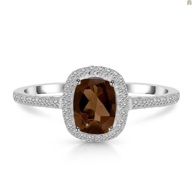 Smoky & White Topaz Ring SMY-RDR-3263.