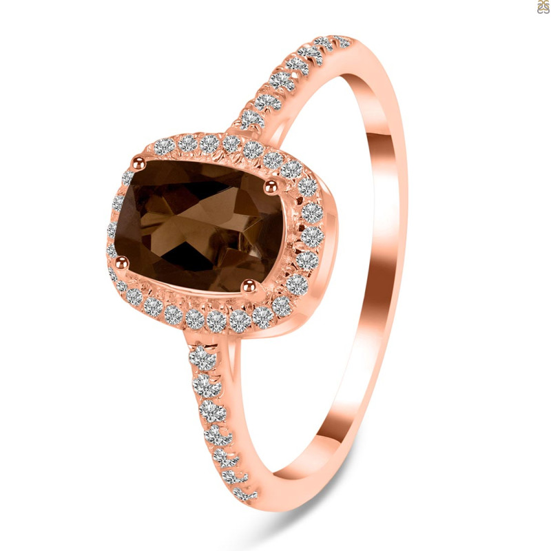 Smoky & White Topaz Ring SMY-RDR-3263.