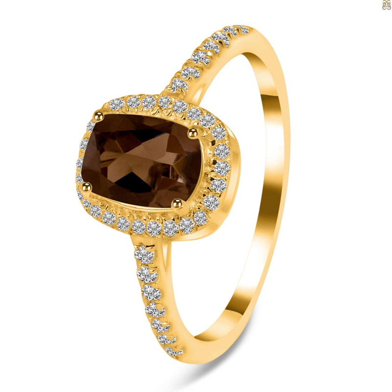 Smoky & White Topaz Ring SMY-RDR-3263.