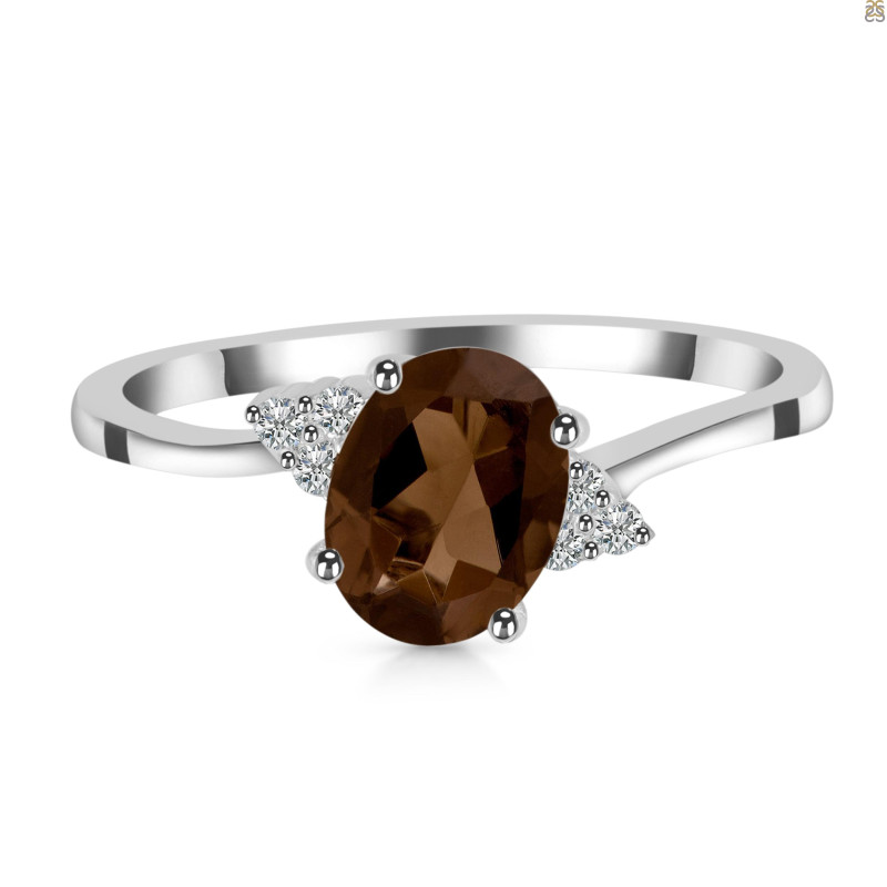 Smoky & White Topaz Ring SMY-RDR-351.