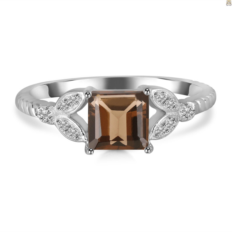 Smoky & White Topaz Ring SMY-RDR-353.
