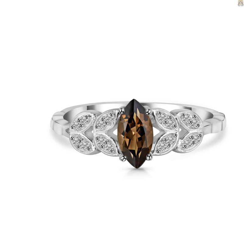 Smoky & White Topaz Ring SMY-RDR-355.