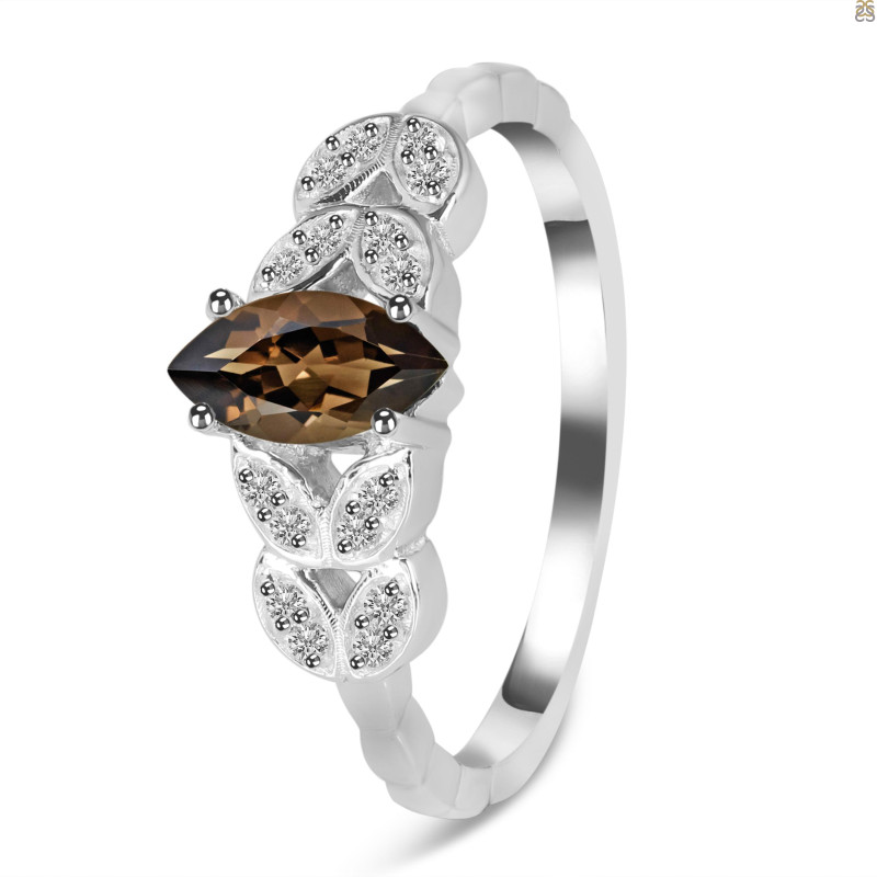 Smoky & White Topaz Ring SMY-RDR-355.