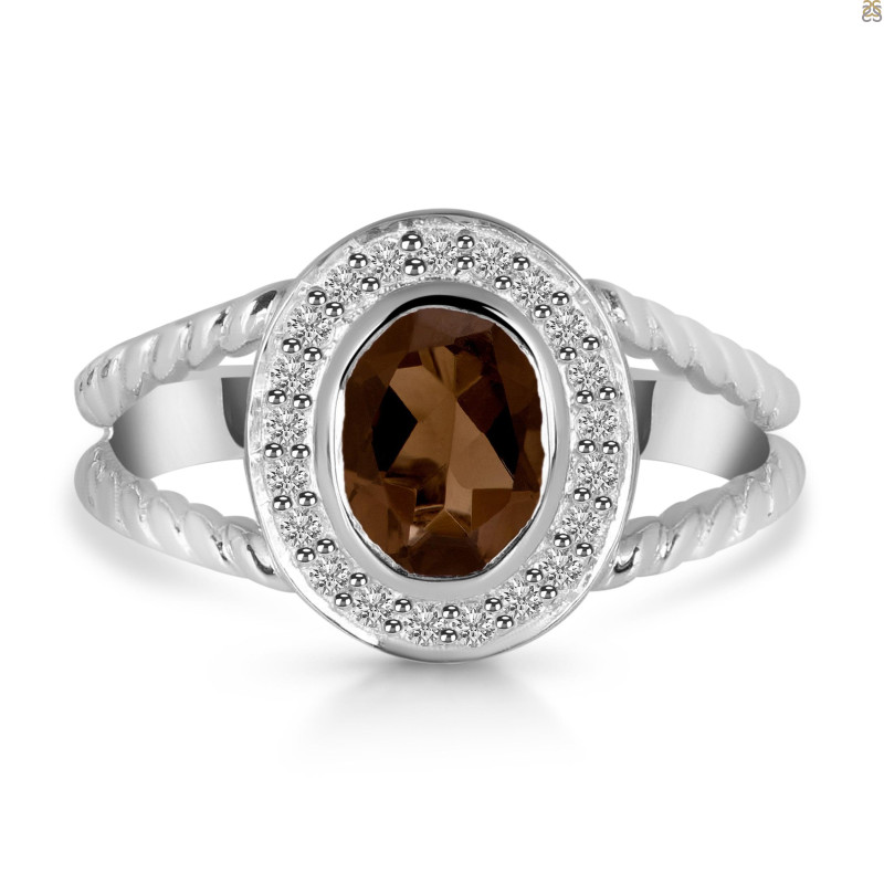 Smoky & White Topaz Ring SMY-RDR-359.