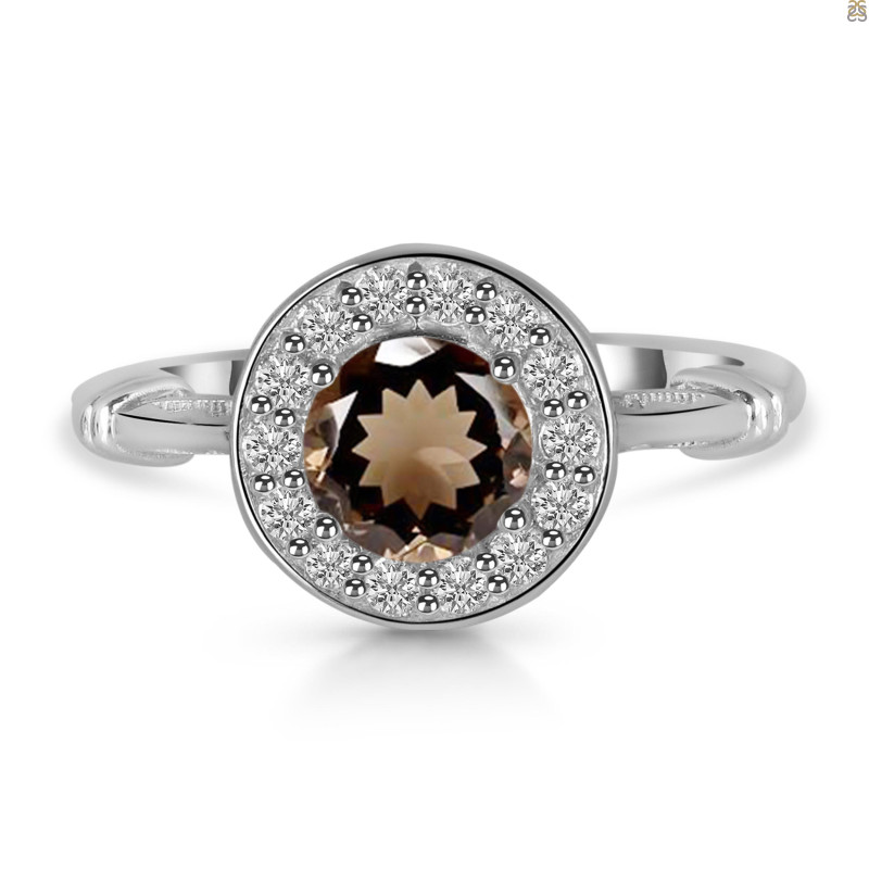 Smoky & White Topaz Ring SMY-RDR-364.
