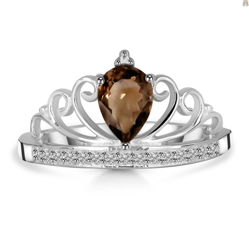 Smoky & White Topaz Ring SMY-RDR-365.