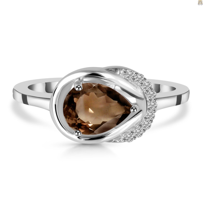 Smoky & White Topaz Ring SMY-RDR-367.