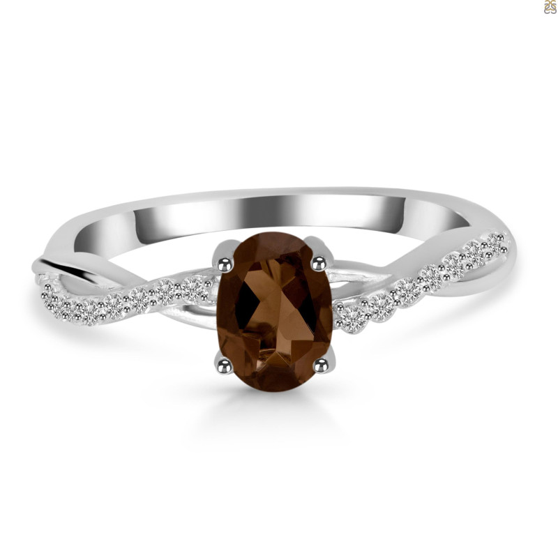 Smoky & White Topaz Ring SMY-RDR-376.
