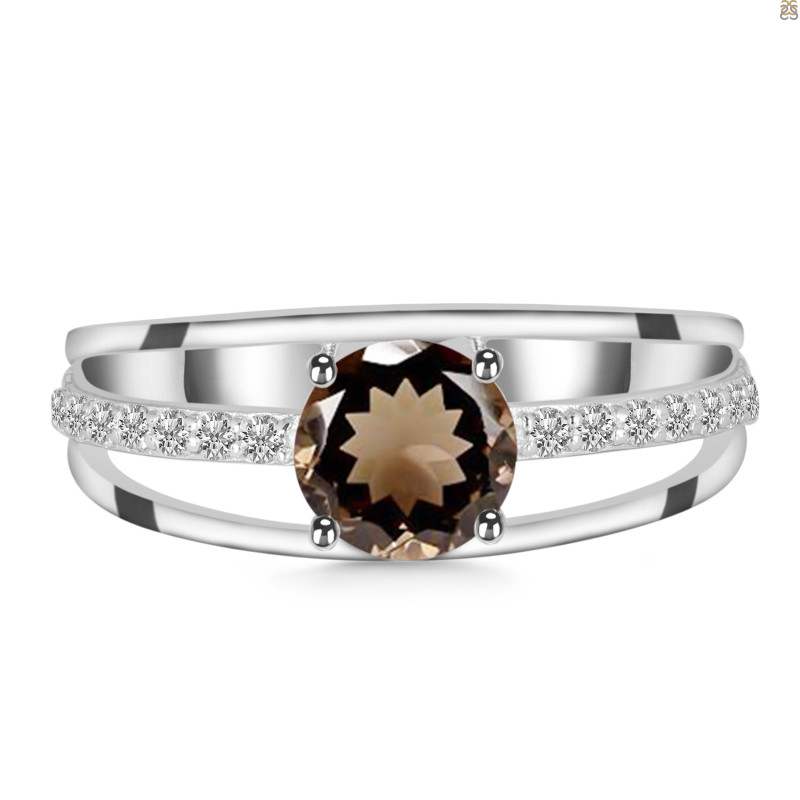 Smoky & White Topaz Ring SMY-RDR-377.
