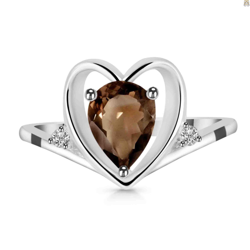 Smoky & White Topaz Ring SMY-RDR-379.