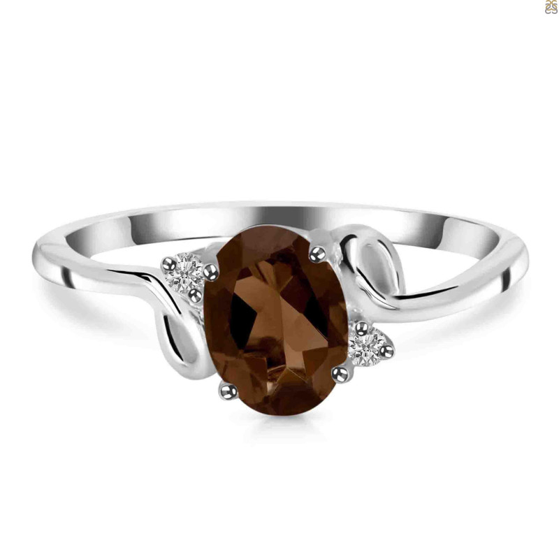 Smoky & White Topaz Ring SMY-RDR-383.