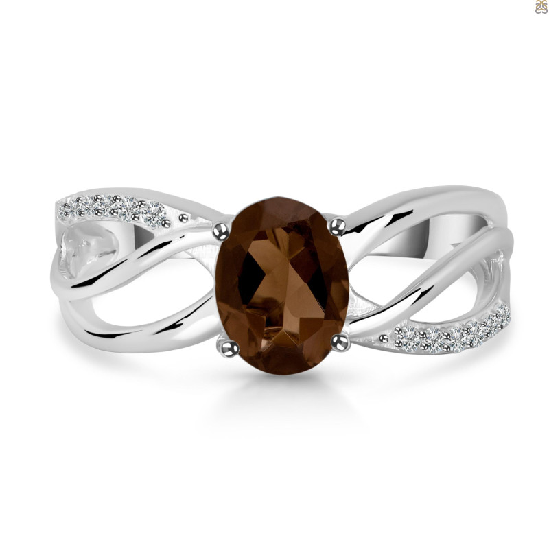 Smoky & White Topaz Ring SMY-RDR-395.