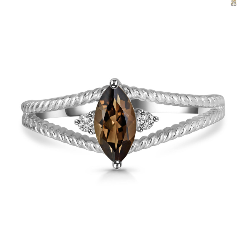 Smoky & White Topaz Ring SMY-RDR-396.