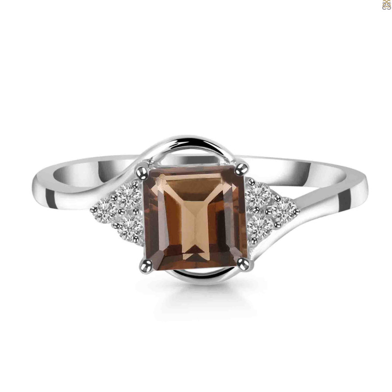 Smoky & White Topaz Ring SMY-RDR-399.