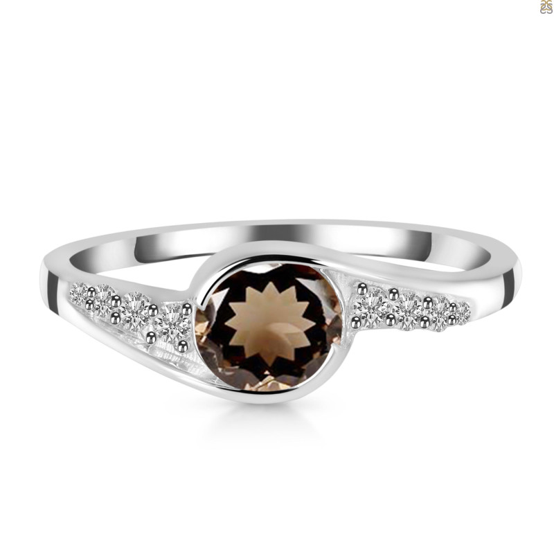 Smoky & White Topaz Ring SMY-RDR-403.