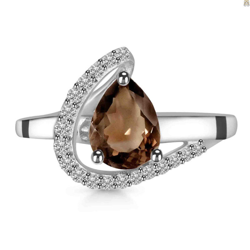 Smoky & White Topaz Ring SMY-RDR-404.