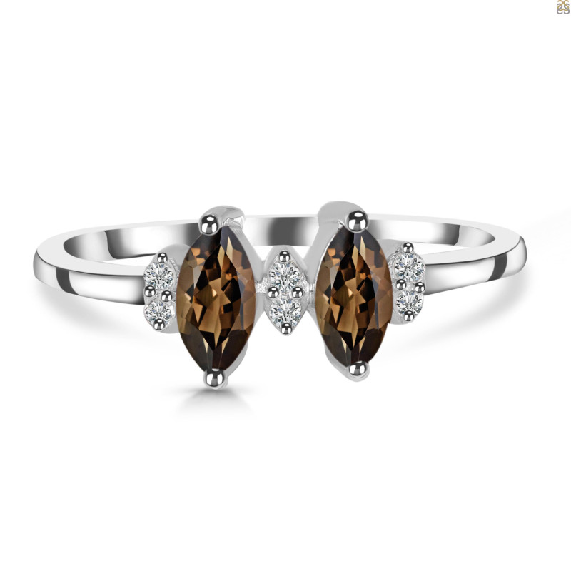 Smoky & White Topaz Ring SMY-RDR-418.