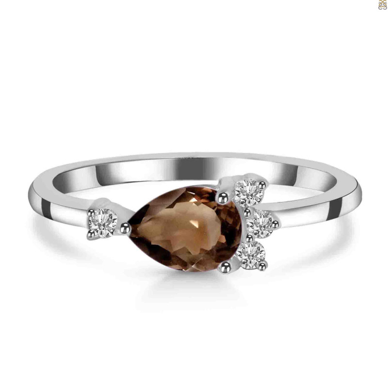 Smoky & White Topaz Ring SMY-RDR-433.