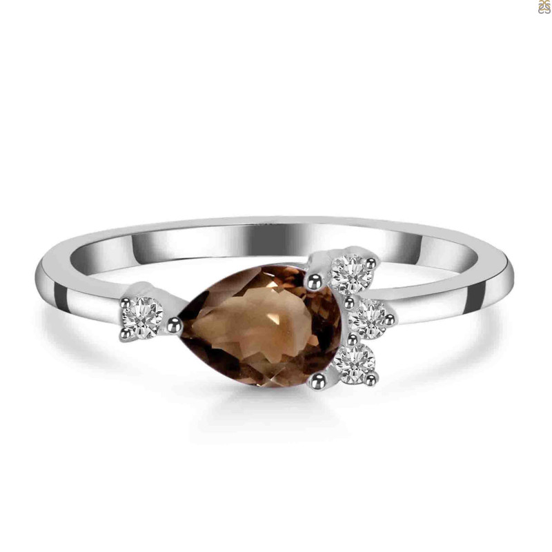 Smoky & White Topaz Ring SMY-RDR-433.