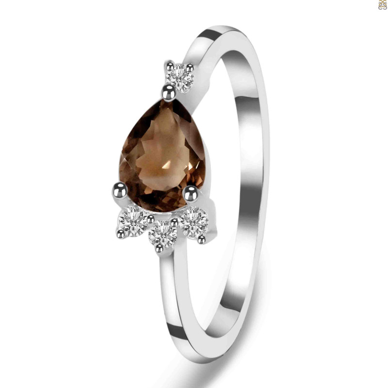 Smoky & White Topaz Ring SMY-RDR-433.
