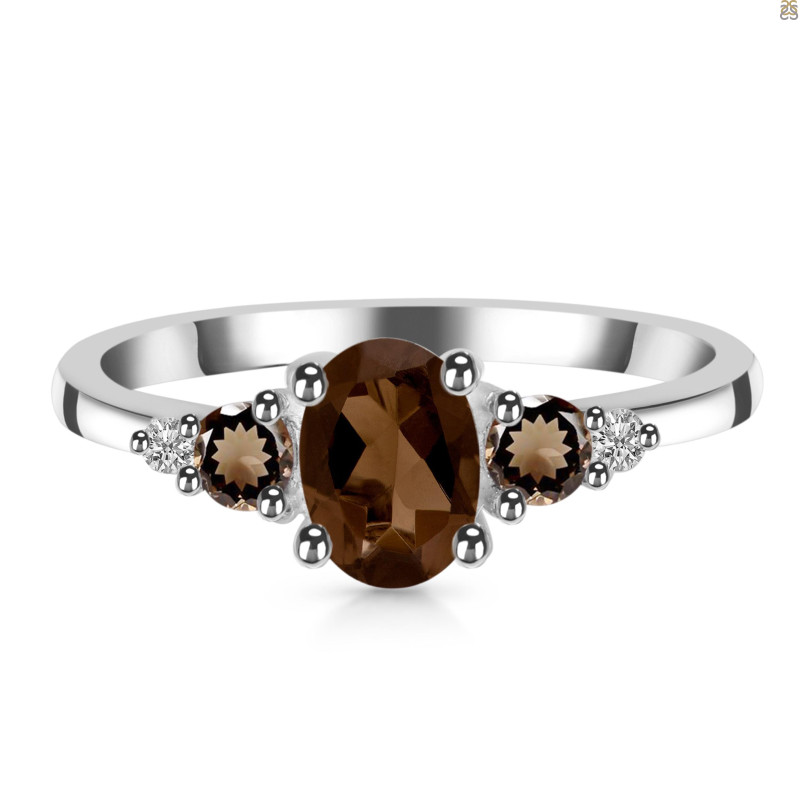 Smoky & White Topaz Ring SMY-RDR-434.