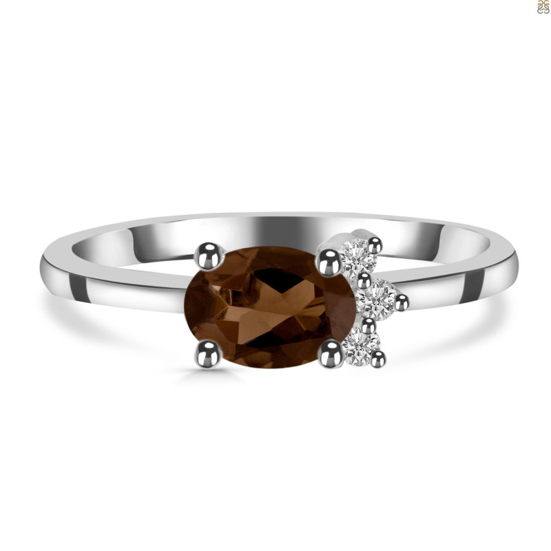 Smoky & White Topaz Ring SMY-RDR-435.