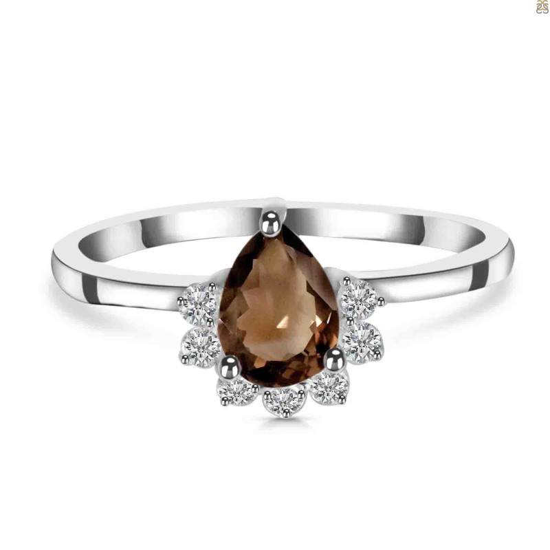 Smoky & White Topaz Ring SMY-RDR-436.