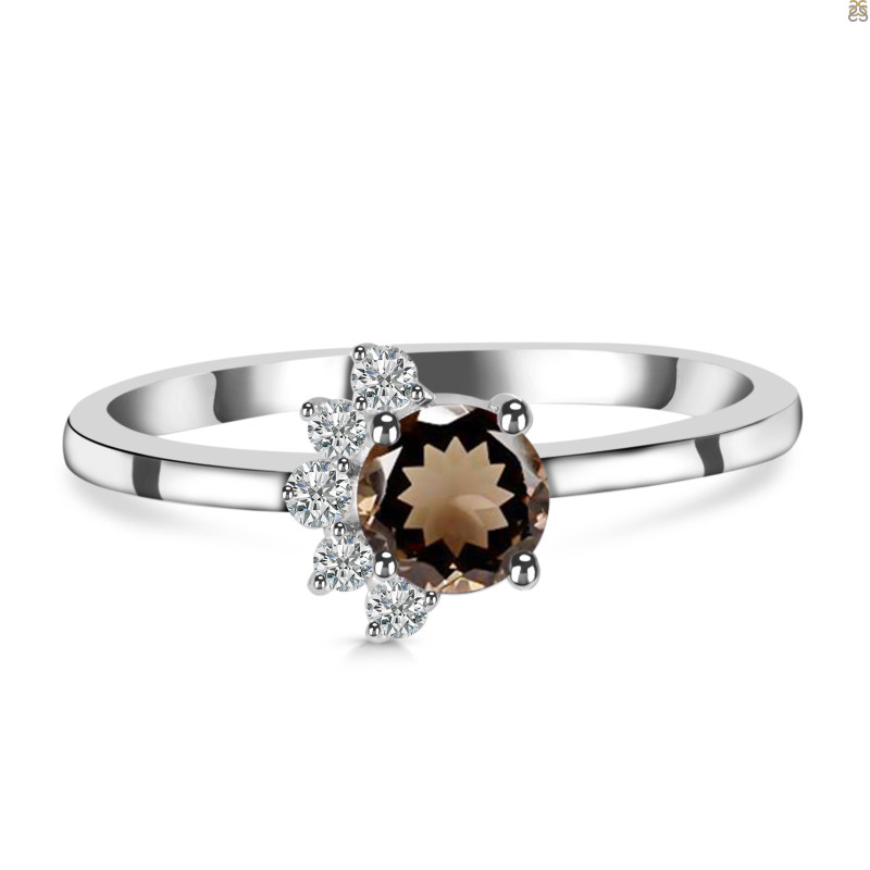 Smoky & White Topaz Ring SMY-RDR-437.