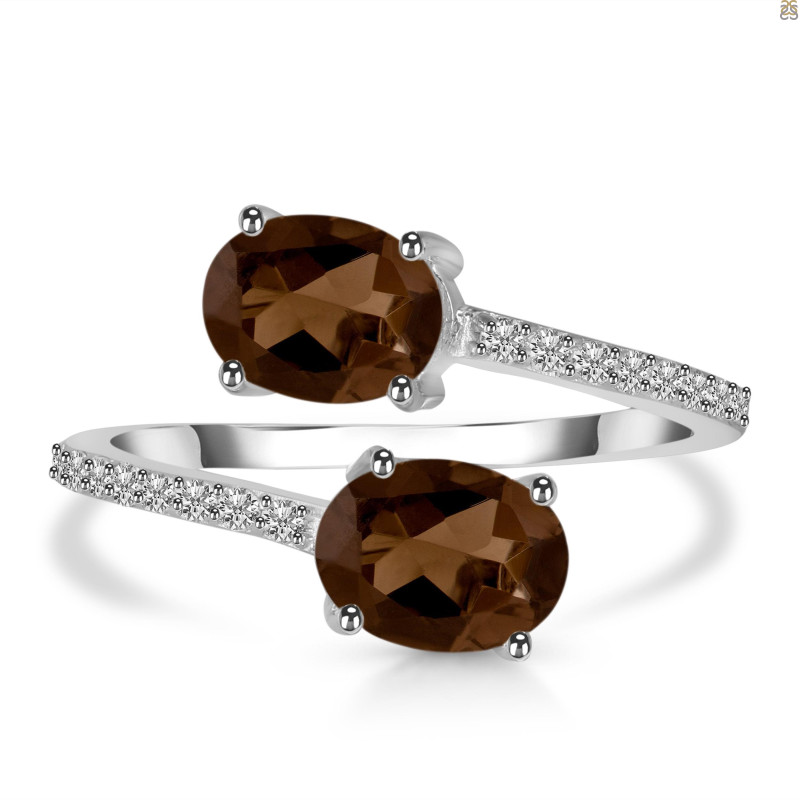 Smoky & White Topaz Ring SMY-RDR-440.