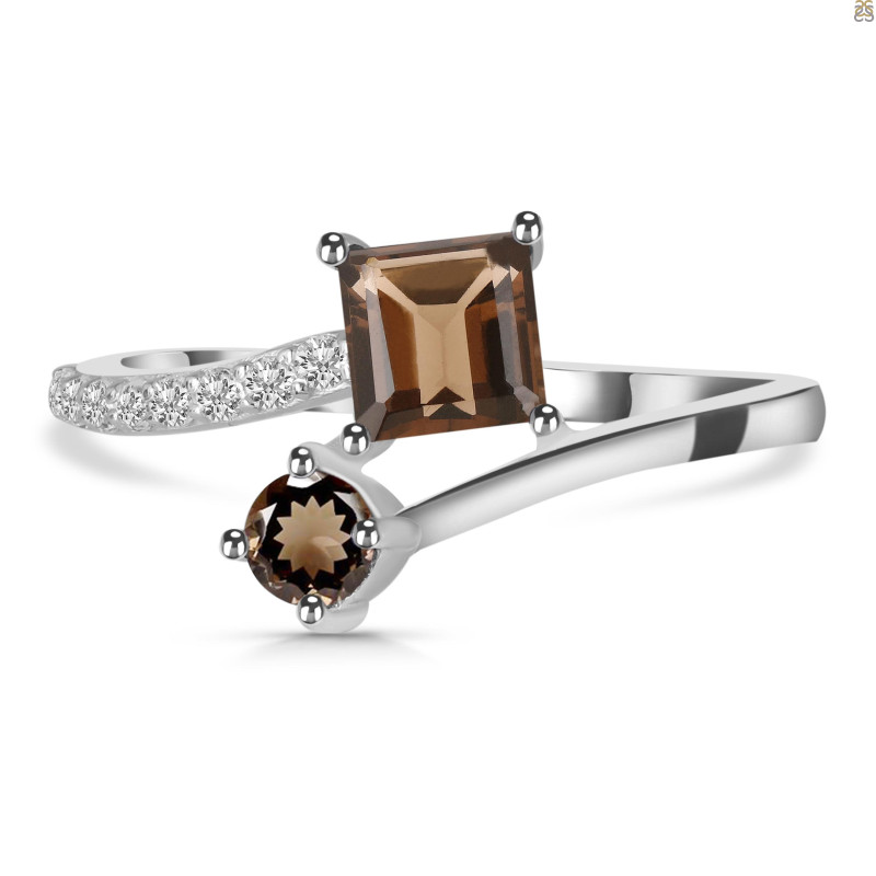 Smoky & White Topaz Ring SMY-RDR-441.