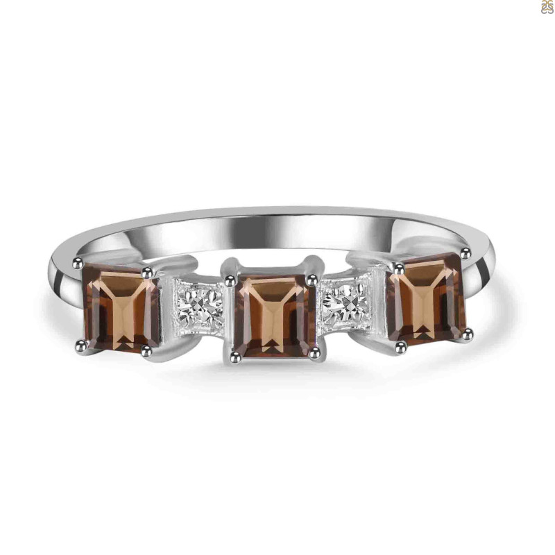 Smoky & White Topaz Ring SMY-RDR-443.