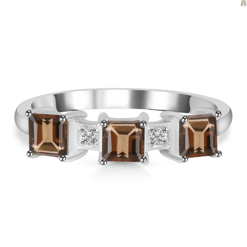 Smoky & White Topaz Ring SMY-RDR-443.
