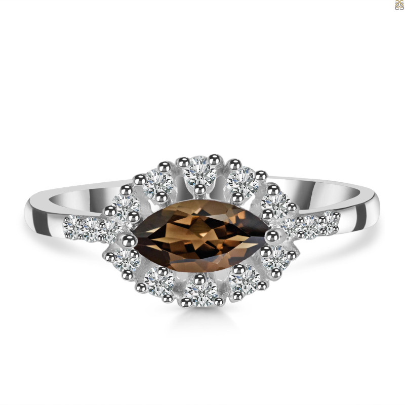 Smoky & White Topaz Ring SMY-RDR-446.