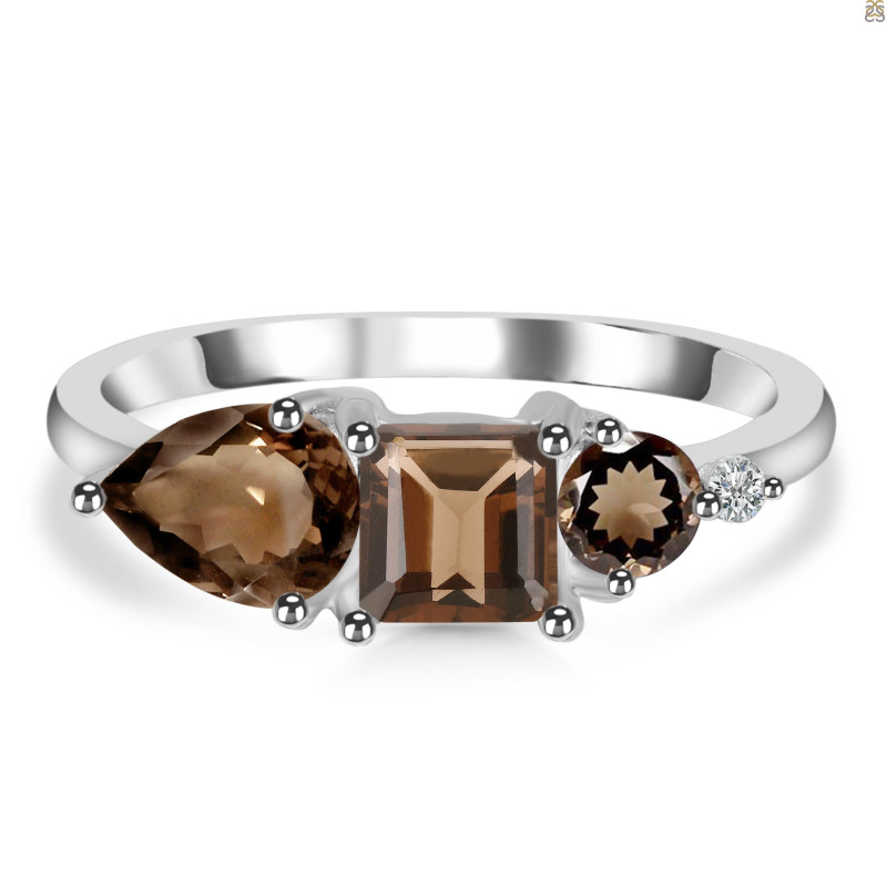 Smoky & White Topaz Ring SMY-RDR-455.