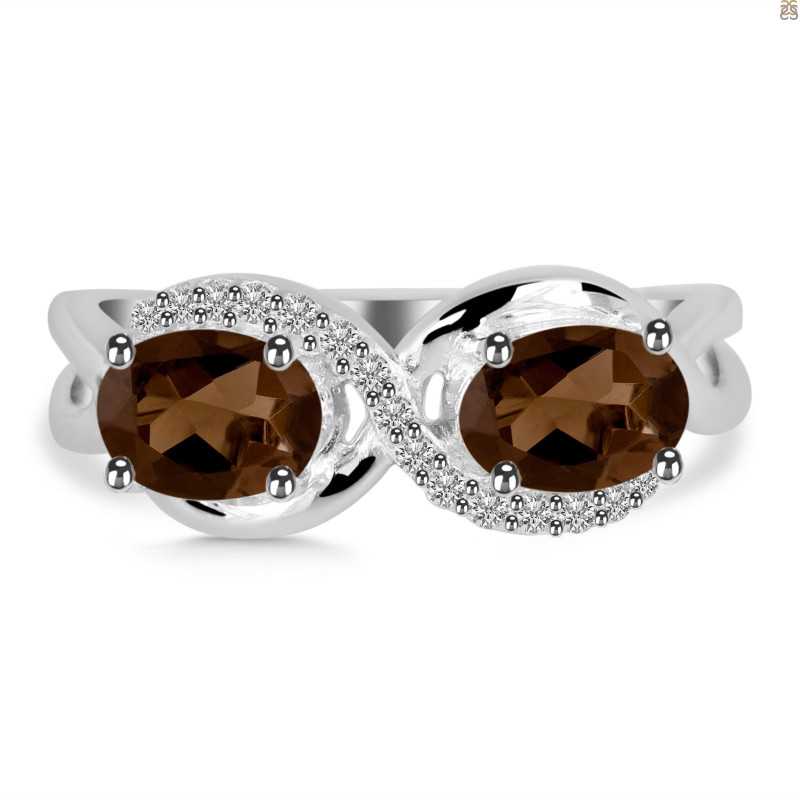 Smoky & White Topaz Ring SMY-RDR-456.