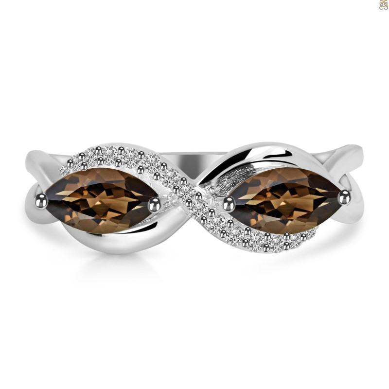 Smoky & White Topaz Ring SMY-RDR-461.