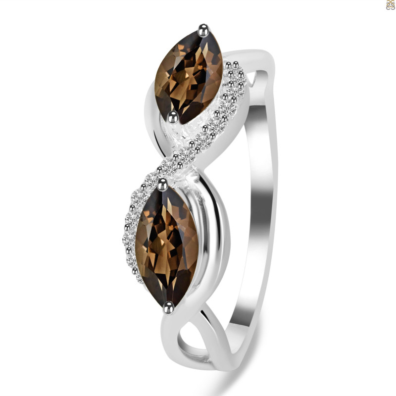 Smoky & White Topaz Ring SMY-RDR-461.