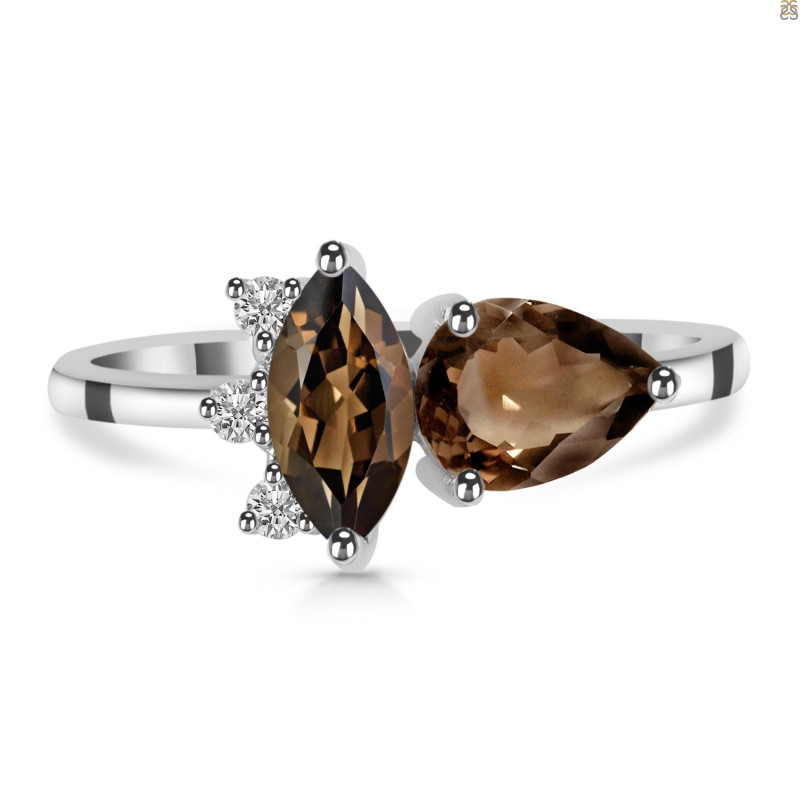 Smoky & White Topaz Ring SMY-RDR-464.