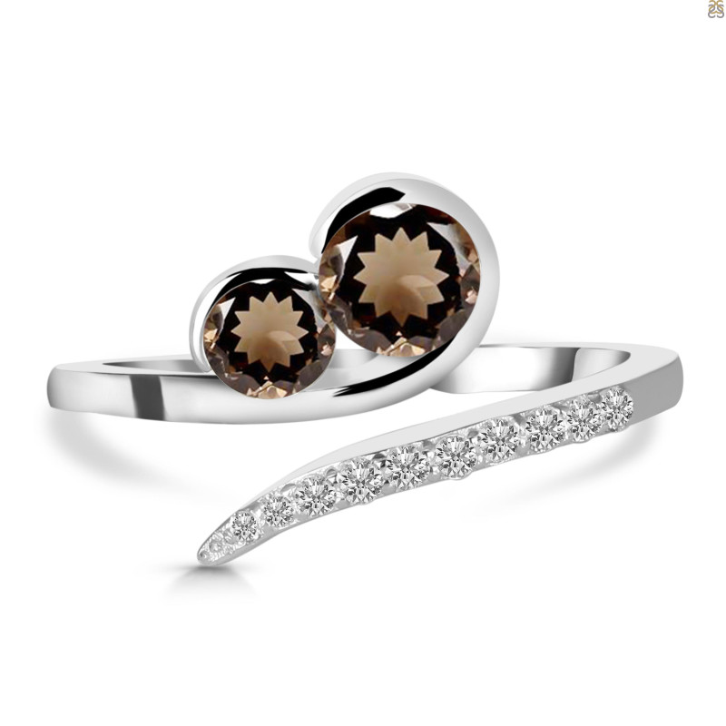 Smoky & White Topaz Ring SMY-RDR-470.