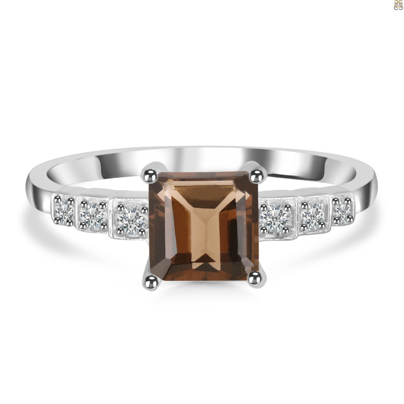 Smoky & White Topaz Ring SMY-RDR-472.