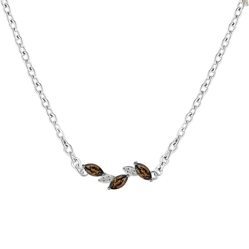 Smoky & White Topaz Necklace SMY-RDN-460.