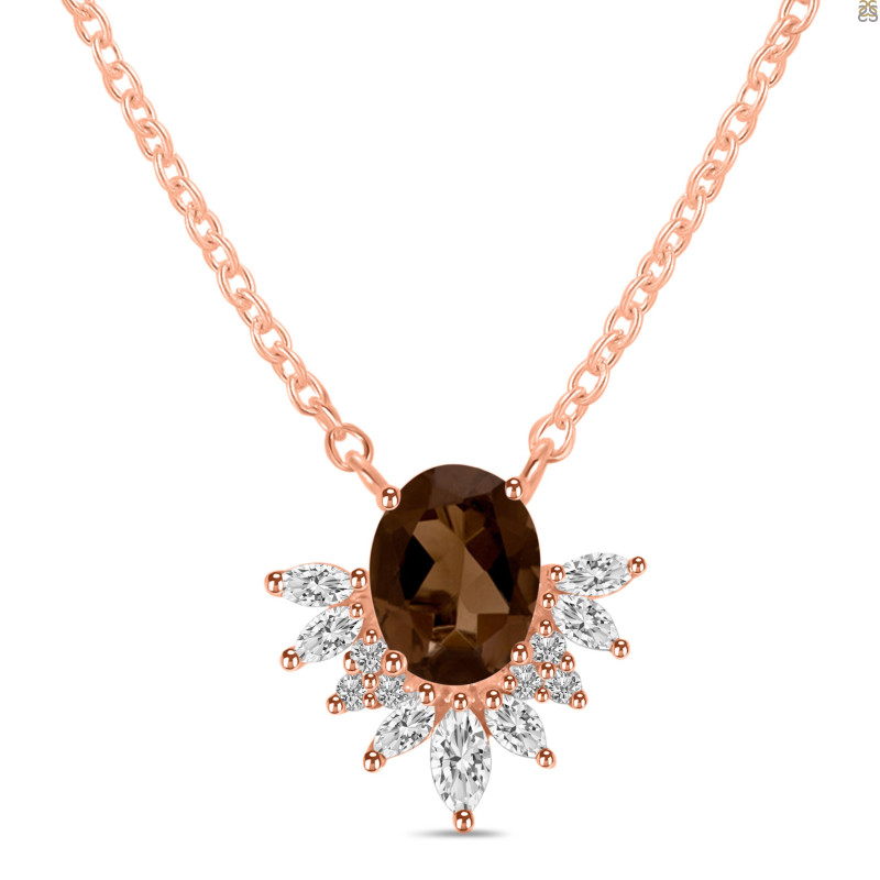 Smoky & White Topaz Necklace SMY-RN-72.
