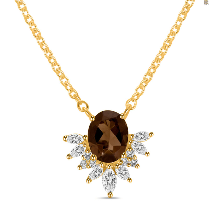Smoky & White Topaz Necklace SMY-RN-72.