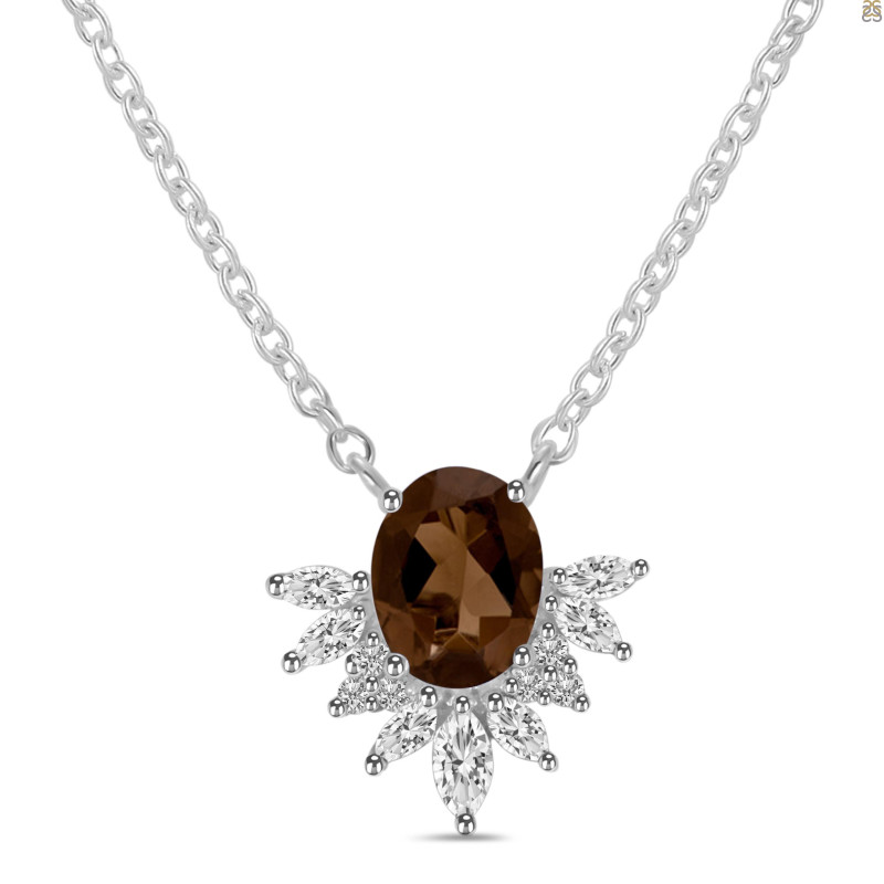 Smoky & White Topaz Necklace SMY-RN-72.